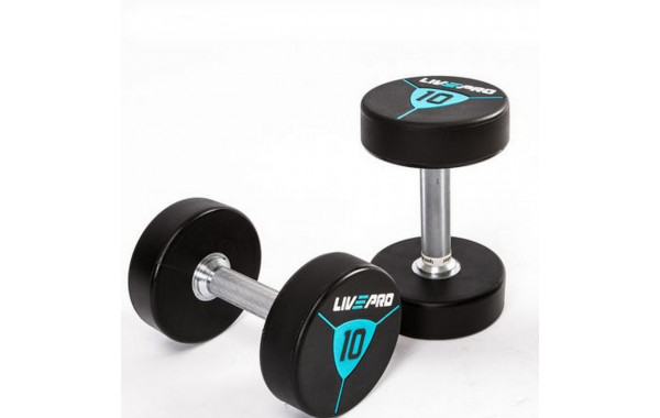 Гантели в уретане 38 кг Live Pro Premium Urethane Dumbbells LP8000-38 600_380