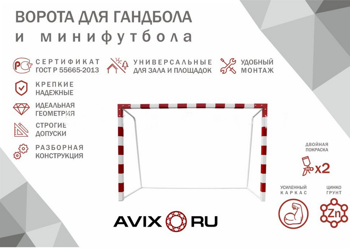 Ворота минифутбольные стальные усиленные AVIX премиум Гимнаст 3.055 пара 1123_800