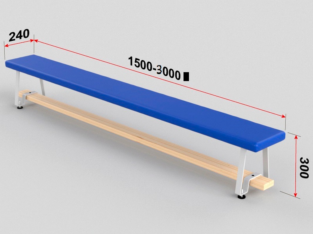 Скамья гимнастическая мягкая, ножки металлические Glav 04.301.1-2500 Длина 250см 1067_800