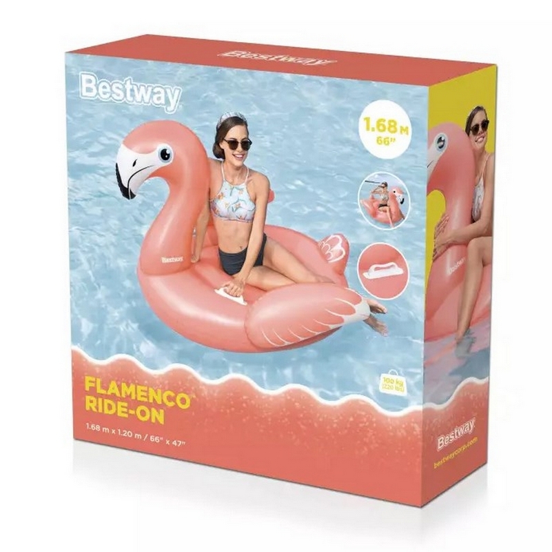 Надувная игрушка-наездник 160х120см, до 100 кг Bestway Фламинго 41526 801_800
