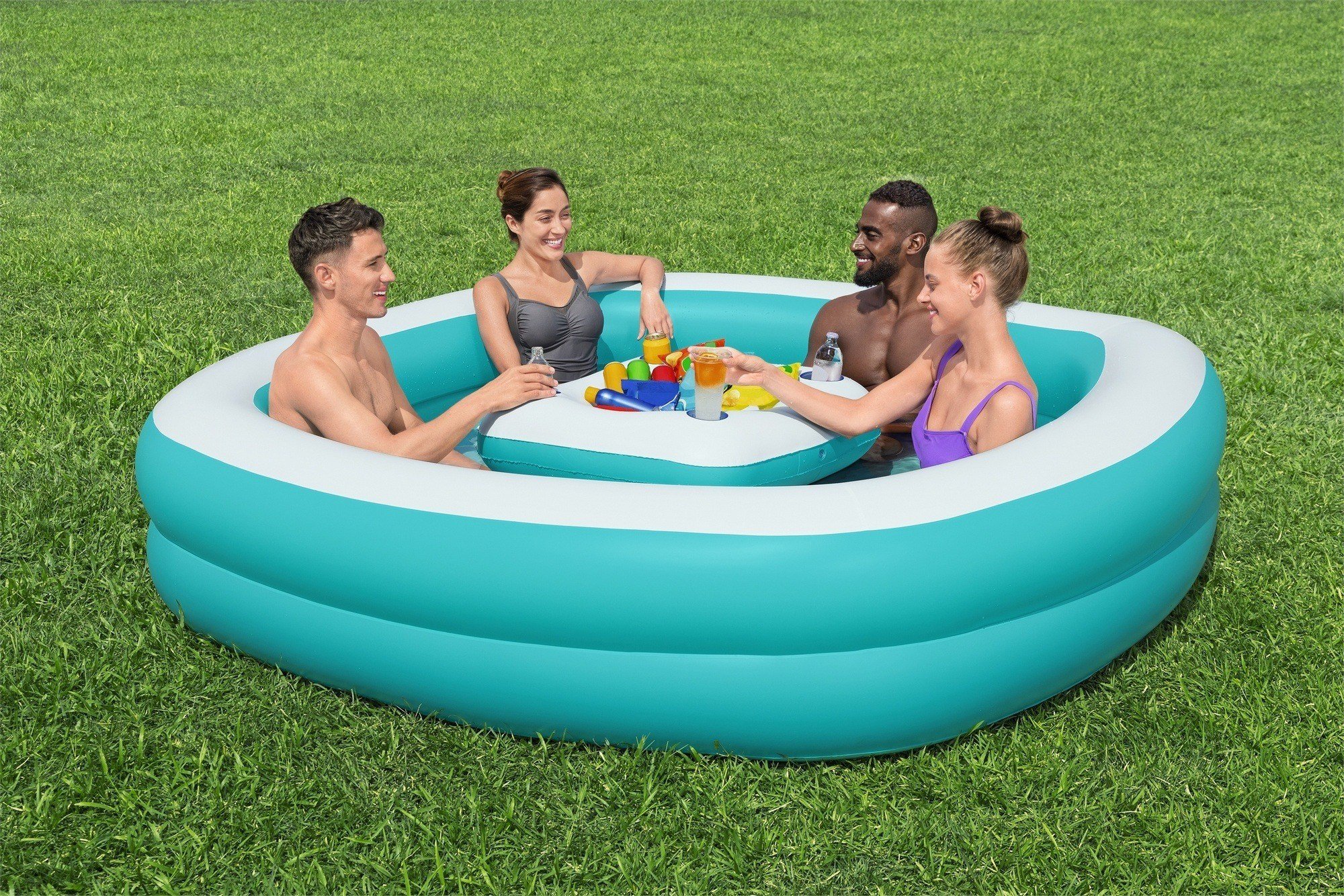 Детский надувной бассейн 218х218x48см, 737 л, от 6 лет Bestway Sippin 54446 2000_1334